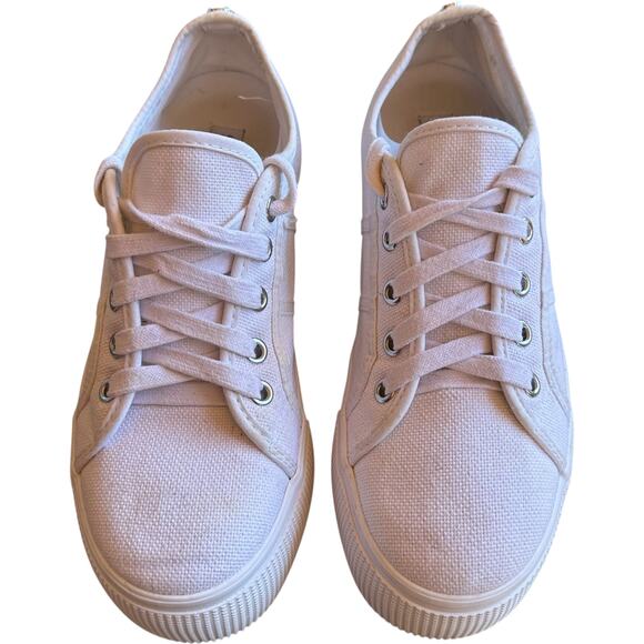 Steve Madden White Platform Sneaker SZ 8 Lace Up Chunky Y2K Streetwear Retro - Picture 3 of 9